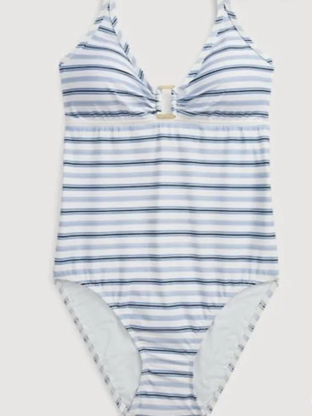Lauren Ralph Lauren Striped Ring Front One Piece Swimsuit